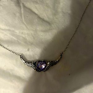Hand Heart Purple Gem Necklace